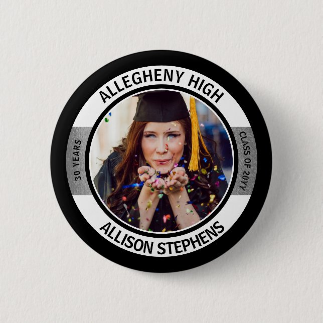 Minimalistisch Class Wiedersehen-Foto - Schwarz-Si Button (Vorderseite)