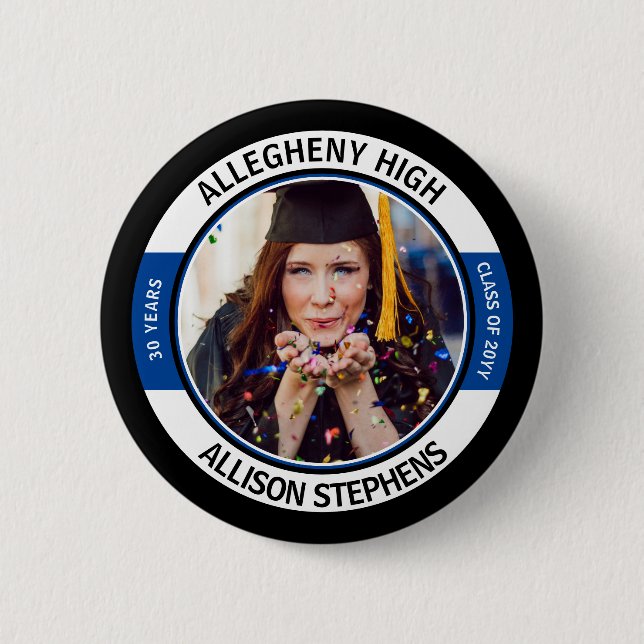 Minimalistisch Class Wiedersehen Foto - Schwarz-We Button (Vorderseite)