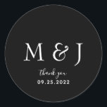 Minimalistisch Classic Black Monogram Classic Roun Runder Aufkleber<br><div class="desc">Klassischer Rundaufkleber für Minimalistische Schwarze Monogramm</div>