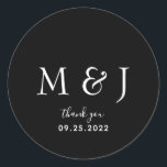 Minimalistisch Classic Black Monogram Classic Roun Runder Aufkleber<br><div class="desc">Klassischer Rundaufkleber für Minimalistische Schwarze Monogramm</div>