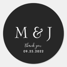 Minimalistisch Classic Black Monogram Classic Roun
