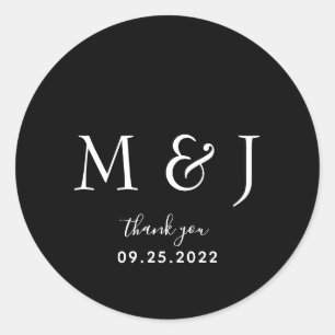 Minimalistisch Classic Black Monogram Classic Roun Runder Aufkleber