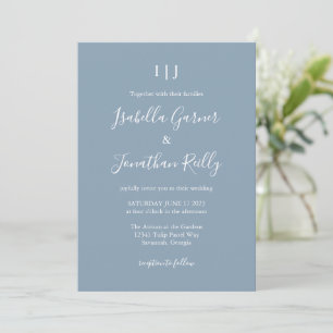 Minimalistisch Classic Dusty Blue Wedding Einladung