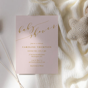 Minimalistisch Classic Elegant Pink Baby Dusche Einladung