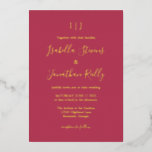 Minimalistisch Classic Magenta Red Wedding Gold fo Folieneinladung<br><div class="desc">Minimalistische Magenta Rote und Goldene Foil Einladung</div>