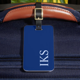 Minimalistisch Classic Mit Monogramm Dark Blue Gepäckanhänger