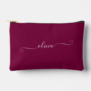 Minimalistisch Classy Chic Personalisiert Burgundy Zubehörtasche