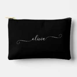 Minimalistisch Classy Chic Personalisiert Schwarz- Zubehörtasche