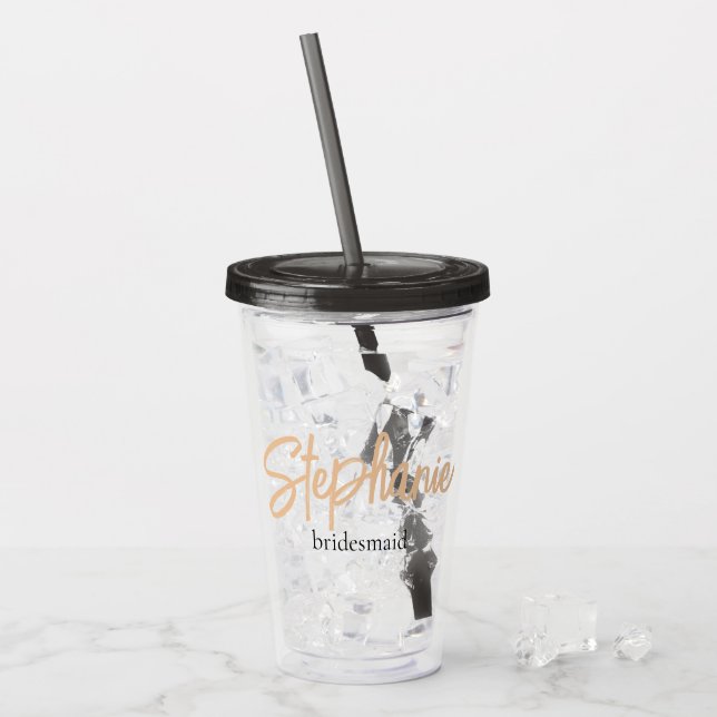 Minimalistisch Classy Simple Bridesmaid Personalis Acryltrinkbecher (Vorderseite Ice)