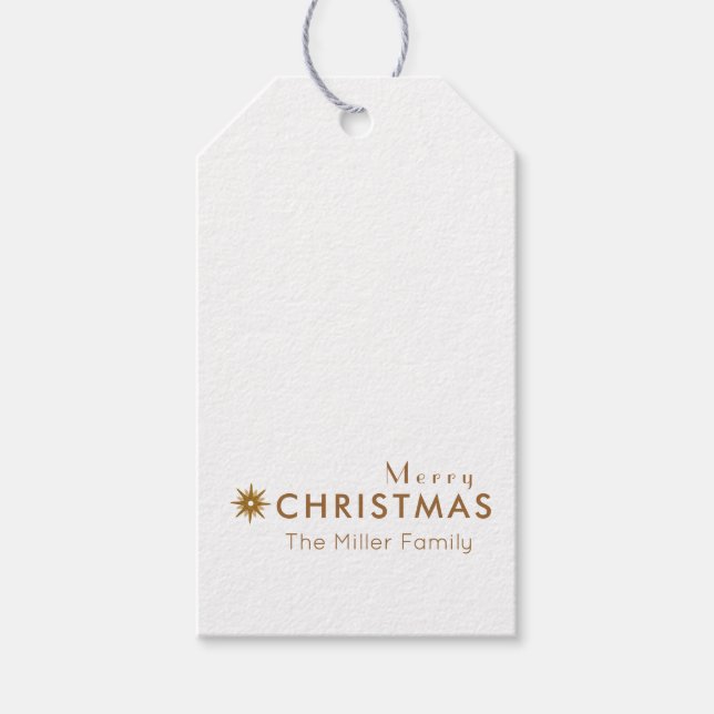 Minimalistisch Clean Simple Gold Frohe Weihnachten Geschenkanhänger (Vorderseite)