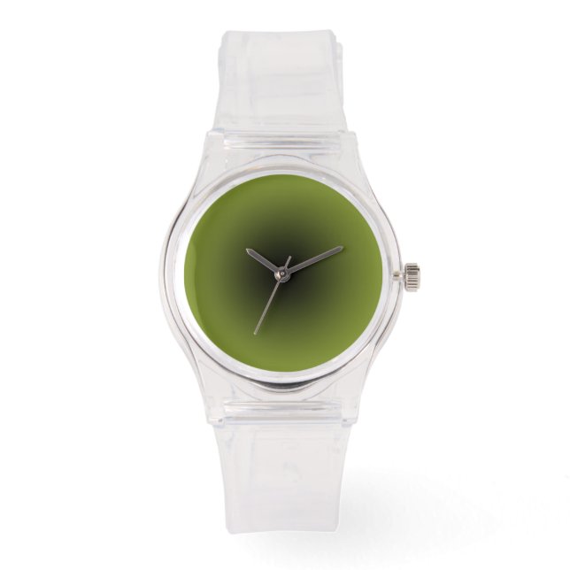 Minimalistisch Clear mit Schwarz und Wasabi Green  Armbanduhr (Vorderseite)