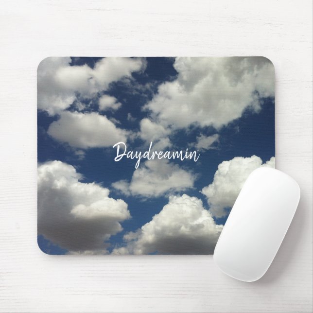 Minimalistisch Cloudy Blue Sky Daydreamin Typograf Mousepad (Mit Mouse)