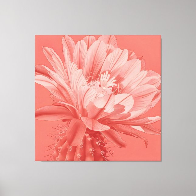 Minimalistisch Coral Cactus Bloom Leinwanddruck (Vorderseite)