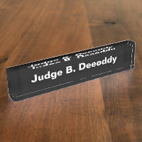Minimalistisch Court Judge Black Acrylic Namplate