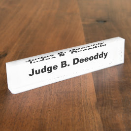 Minimalistisch Court Judge White Acrylic Namplate Namensplakette