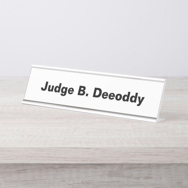 Minimalistisch Court Judge White Schreibtischnamensplakette (Vorderseite )