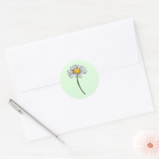 Minimalistisch Daisy Wedding Runder Aufkleber (Umschlag)