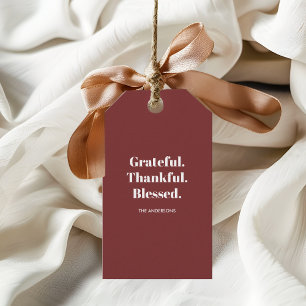 Minimalistisch dankbar, gesegnet Erntedank Geschenkanhänger