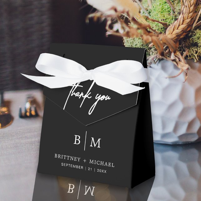 Minimalistisch Danke, dass du Black hochgeheizt ha Geschenkschachtel (Black Thank you tented favor box bag is a perfect way to package your guest wedding favors.)