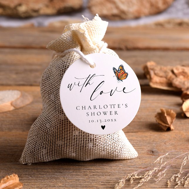 Minimalistisch Danke, Monarch Butterfly Dusche Geschenkanhänger (Von Creator hochgeladen)