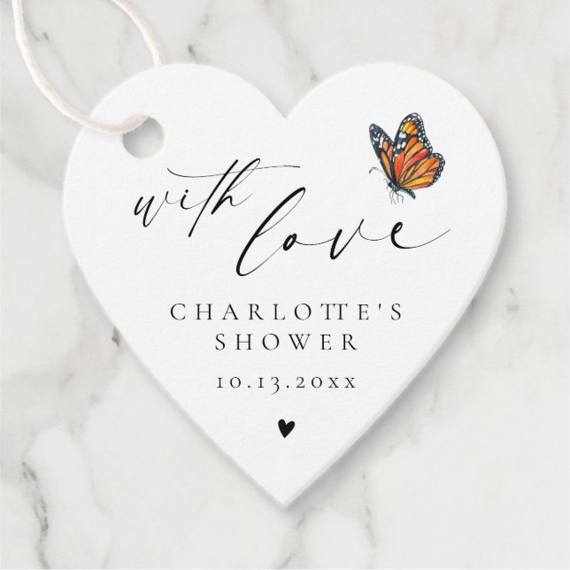 Minimalistisch Danke, Monarch Butterfly Dusche Geschenkanhänger (Vorderseite)