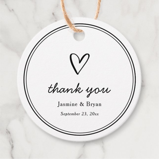 Minimalistisch Danke, Script Wedding Geschenkanhänger (Vorderseite)