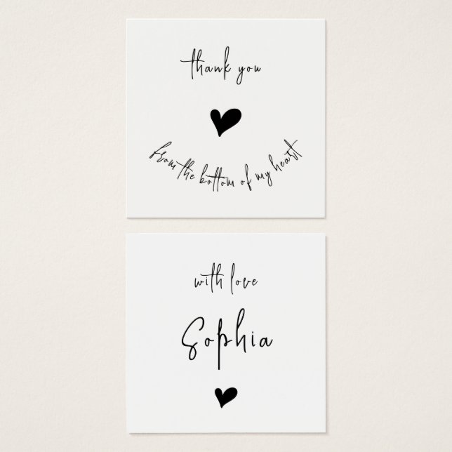 Minimalistisch Dankeschön an Herzliche Visitenkart (Vorne & Hinten)