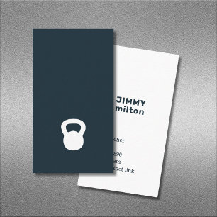 Minimalistisch Dark Blue White Kettlebell Gym Visitenkarte