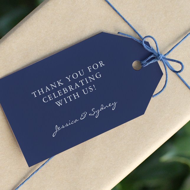 Minimalistisch Dark Navy Blue Script Custom Vielen Geschenkanhänger (Von Creator hochgeladen)