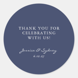 Minimalistisch Dark Navy Blue Script Custom Vielen Runder Aufkleber