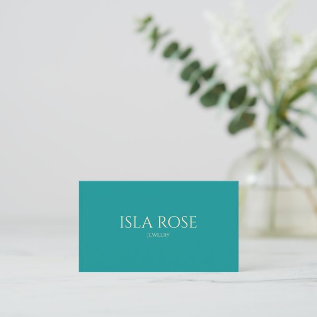 Minimalistisch Deep Aquamarin & Creme Visitenkarte (Stehend Vorderseite)