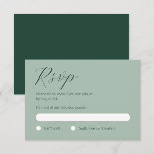 Minimalistisch Deep Forest Green und Sage RSVP-Kar RSVP Karte