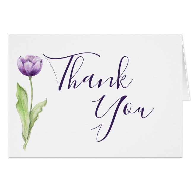 Minimalistisch Deep Lila Single Tulip Wedding (Vorderseite (Horizontal))