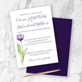 Minimalistisch Deep Lila Single Tulip Wedding Einladung