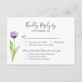 Minimalistisch Deep Lila Single Tulip Wedding RSVP