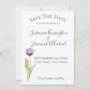 Minimalistisch Deep Lila Tulip Foto Save the Date