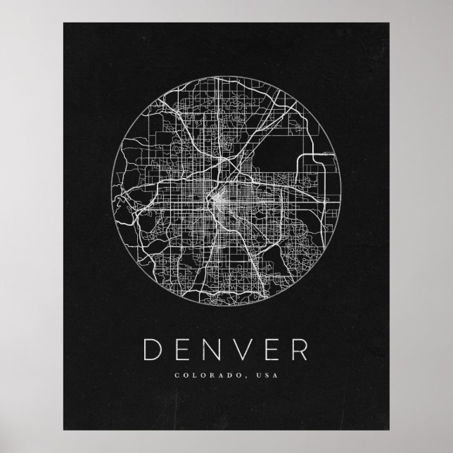 Minimalistisch Denver City Map Poster (Vorne)