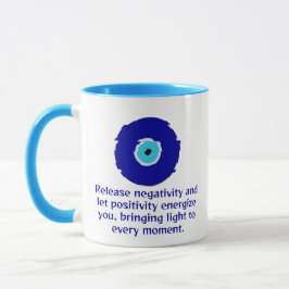 Minimalistisch Diamond Blue Evil Eye Positive Vibe Tasse