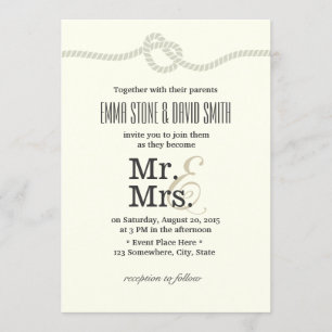 Minimalistisch, die Knoten-Seehochzeit binden Einladung