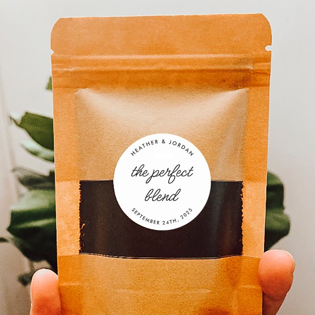 Minimalistisch die perfekten Blend-Hochzeitscoffee Runder Aufkleber (Von Creator hochgeladen)