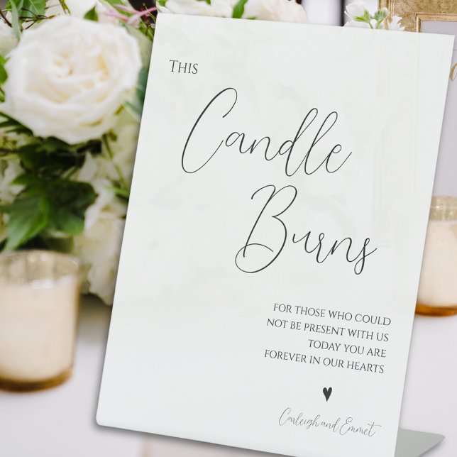 Minimalistisch dieses Candle Burns Wedding Pedesta Sockelschild (Minimalist This Candle Burns Wedding Pedestal Sign
)