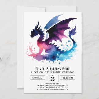 Minimalistisch Dragon Birthday Custom Einladung