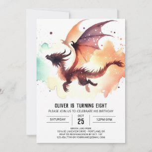 Minimalistisch Dragon Birthday Editable Einladung