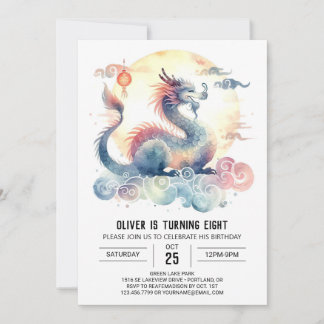 Minimalistisch Dragon Birthday Printable Einladung
