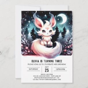 Minimalistisch Dreamy Wolf Birthday Einladung