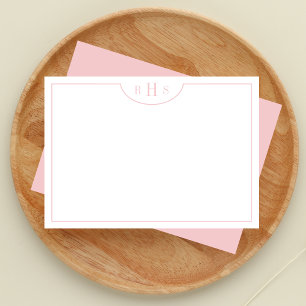 Minimalistisch drei Monogramm eine Grenze Rosenr Mitteilungskarte