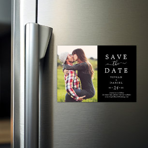 Minimalistisch Dunkles schwarzes Foto Save the D Magneteinladung