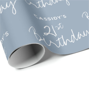 Minimalistisch Dusty Blue 21. Geburtstag Geschenkpapier
