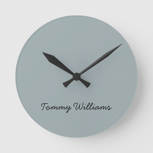 Minimalistisch Dusty Blue Beruflich Simple Runde Wanduhr (Vorderseite)