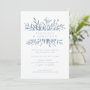 Minimalistisch Dusty Blue Boho Botanische Hochzeit Einladung